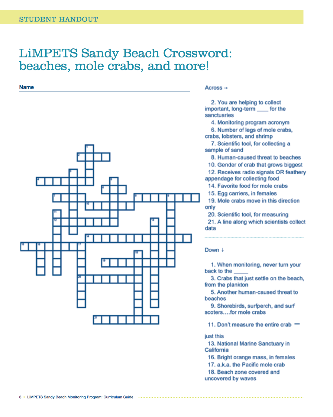 SBM Crossword LiMPETS